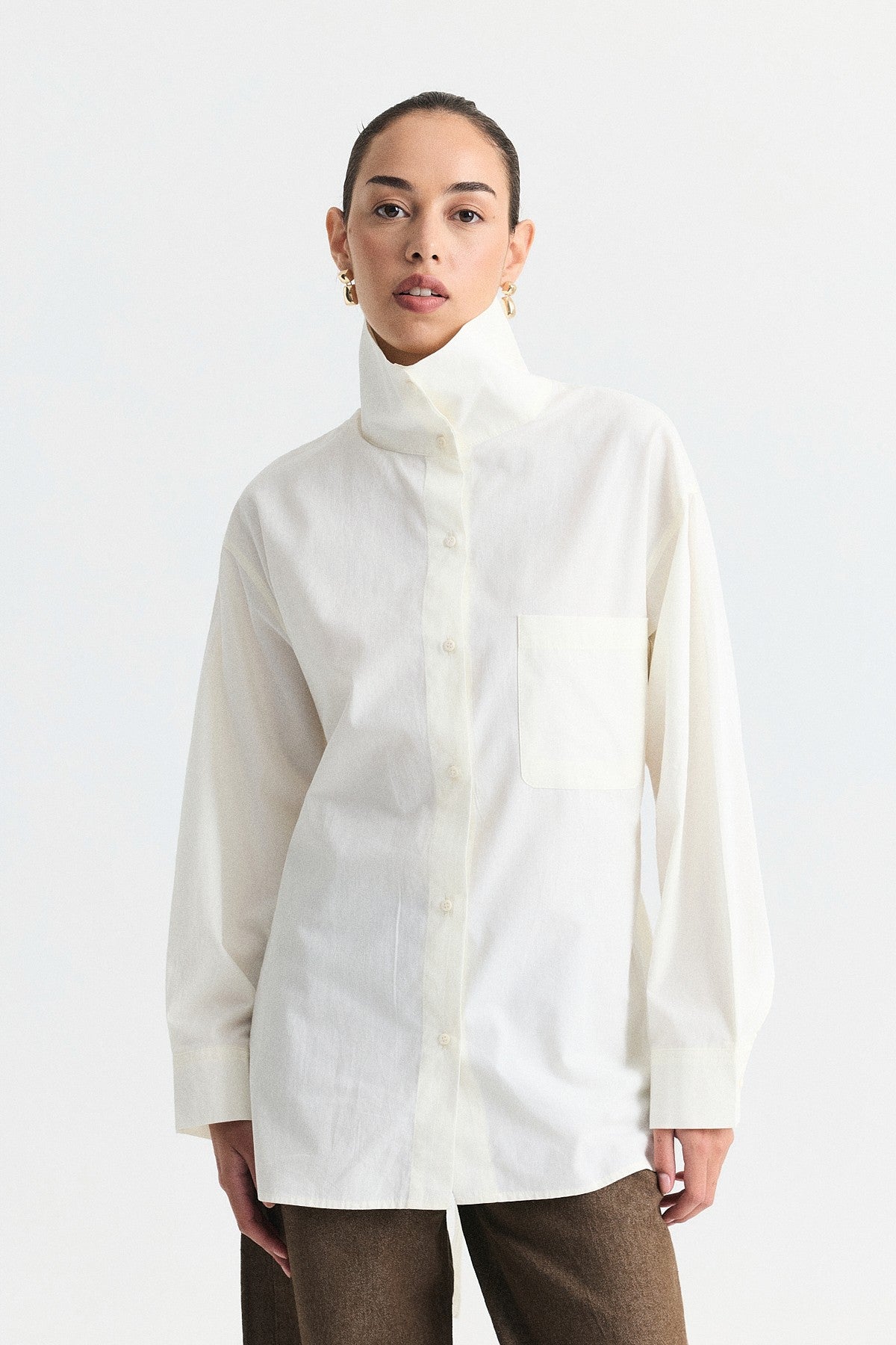 Shirt with a Collar and a Stand-Up Collar
