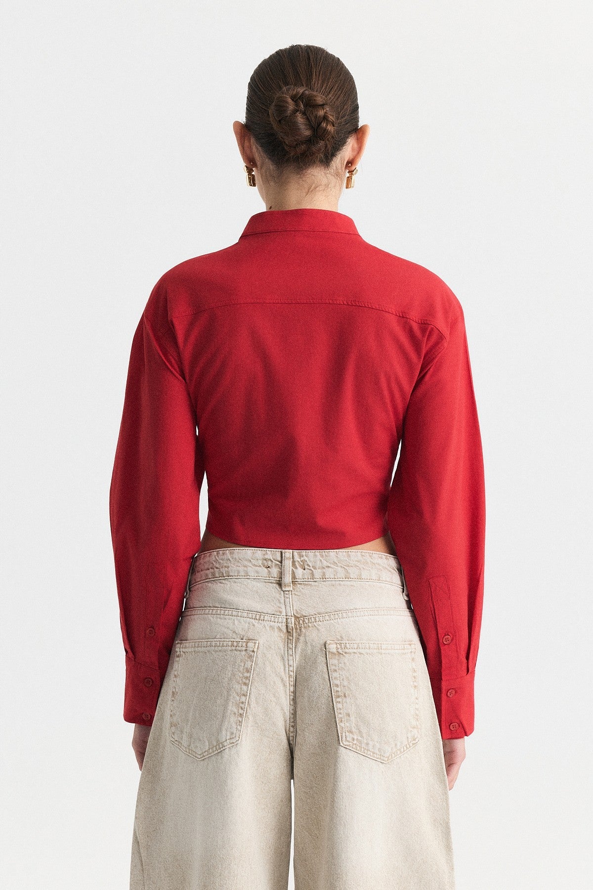 Poplin Shirt with Lace-Up Corset Detail
