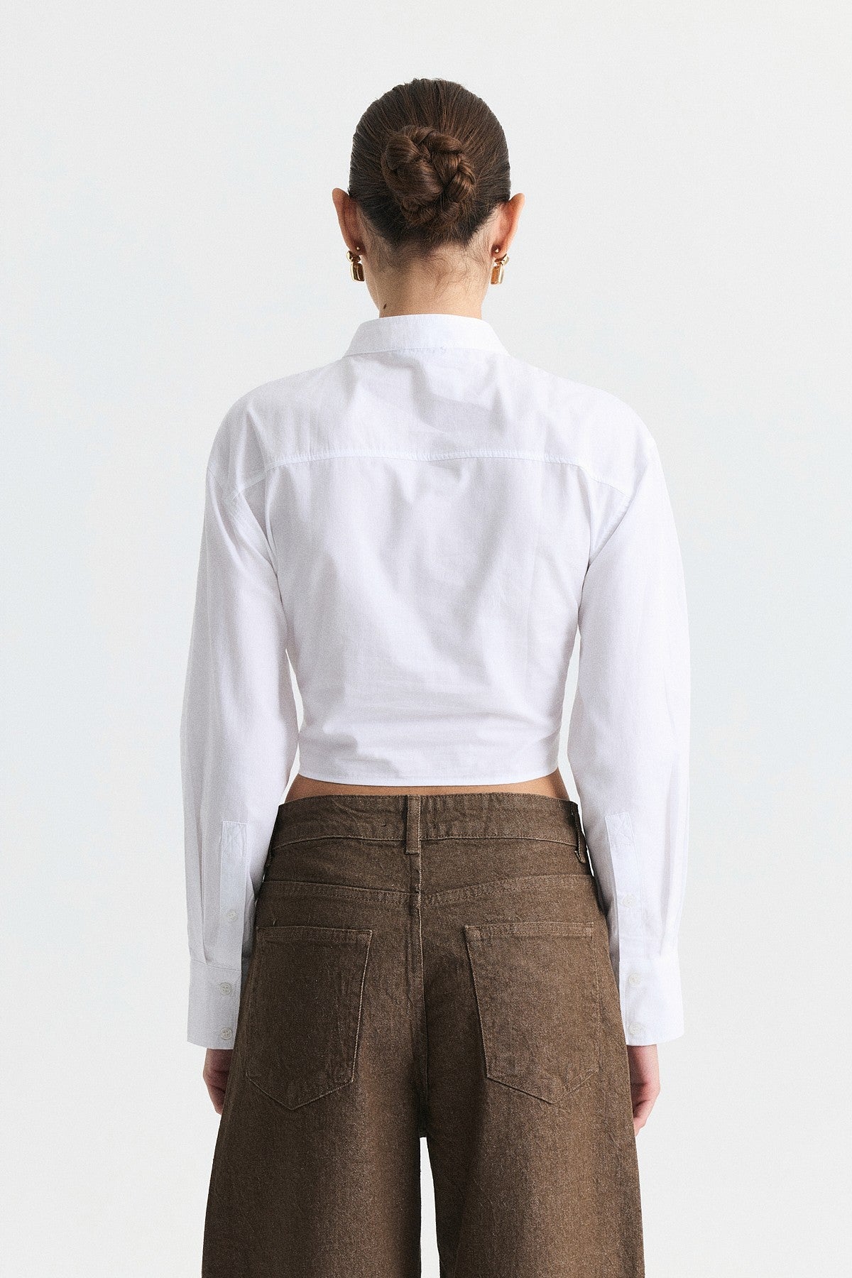 Poplin Shirt with Lace-Up Corset Detail