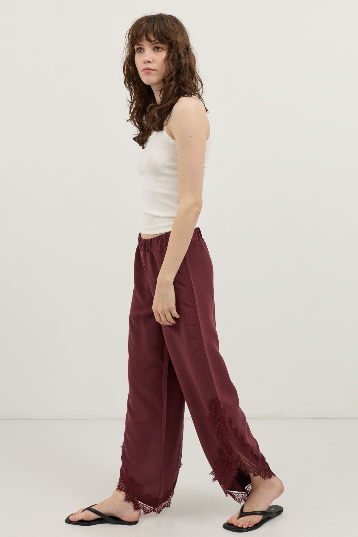 Women's Pants with Lace-Trimmed Cuffs