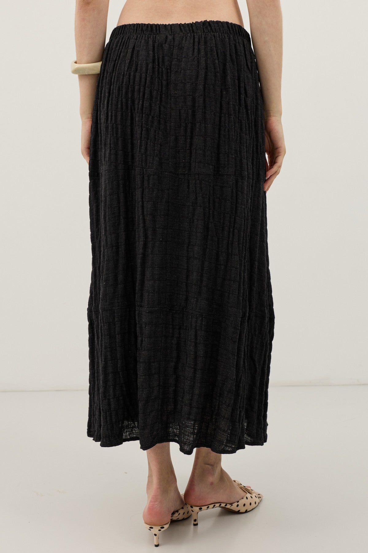Antioch Linen-Blend Textured Midi Skirt