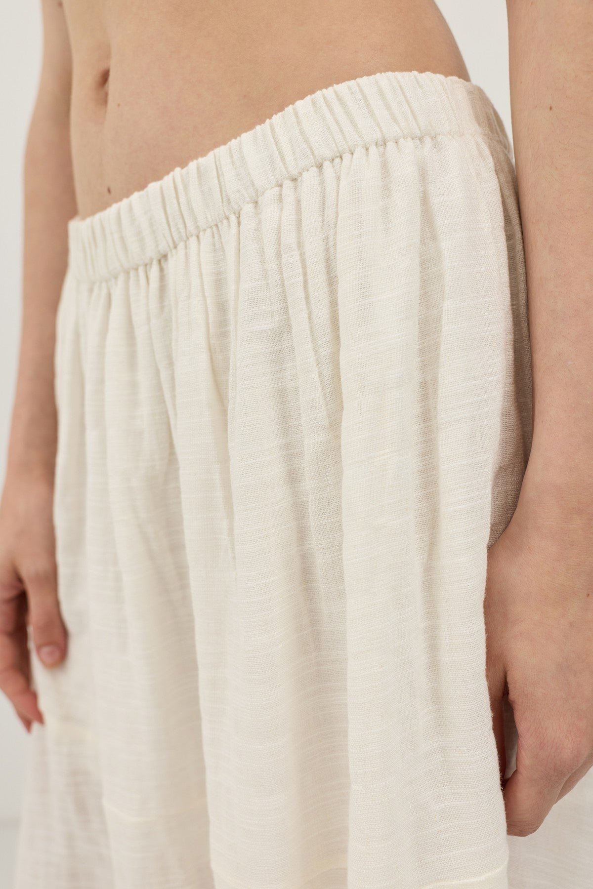 Antioch Linen-Blend Textured Midi Skirt