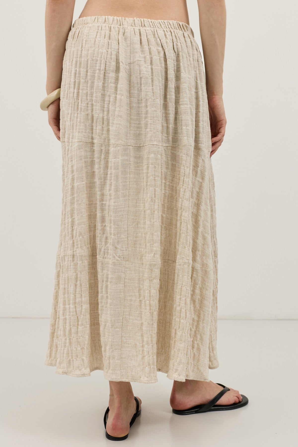 Antioch Linen-Blend Textured Midi Skirt