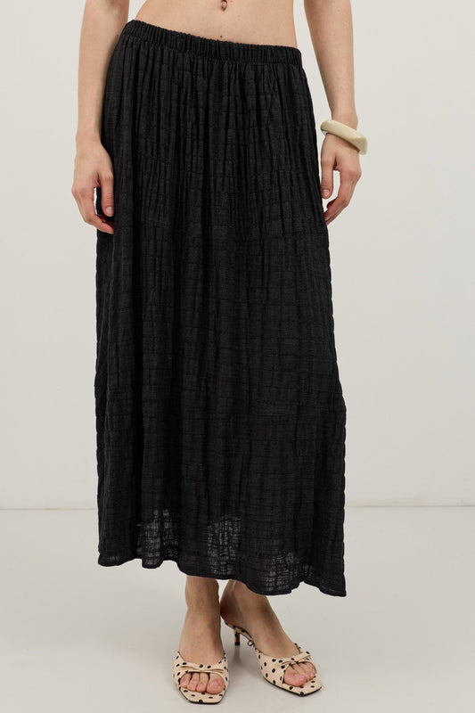 Antioch Linen-Blend Textured Midi Skirt