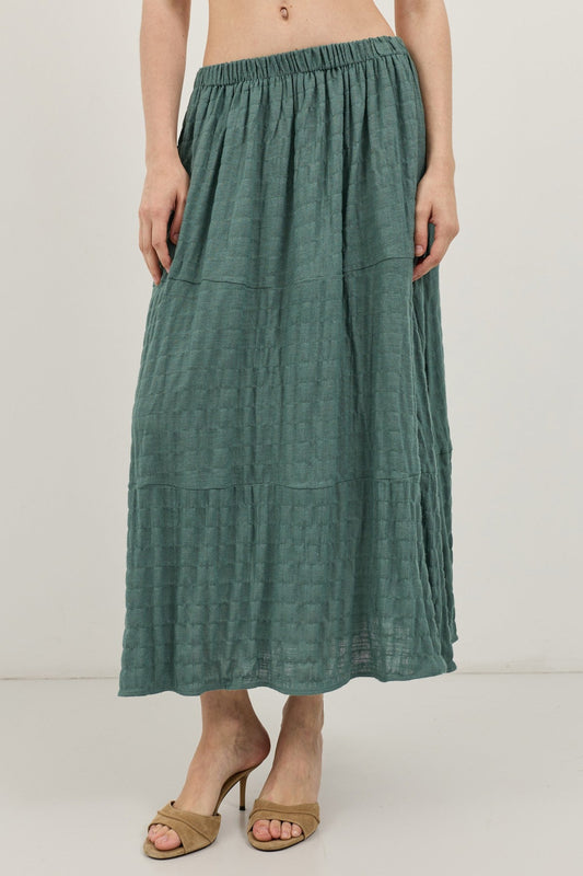 Antioch Linen-Blend Textured Midi Skirt
