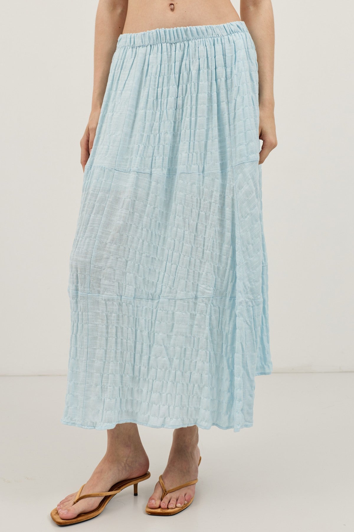 Antioch Linen-Blend Textured Midi Skirt