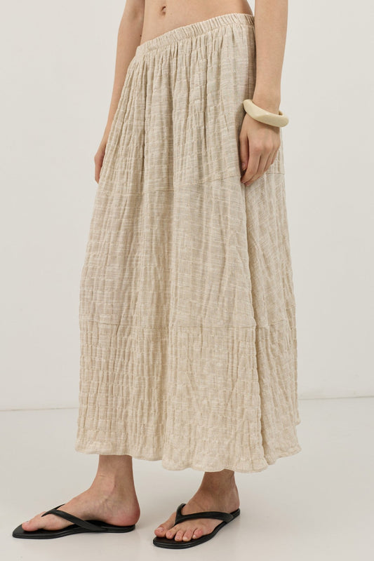 Antioch Linen-Blend Textured Midi Skirt