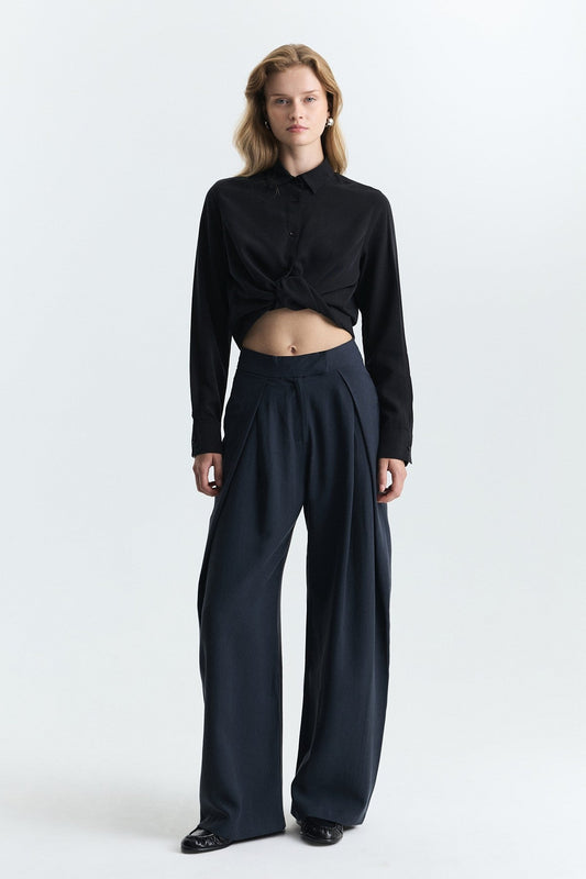 Pleated Wide-Leg Pants