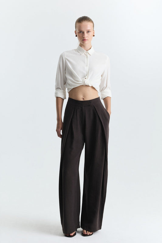 Pleated Wide-Leg Pants