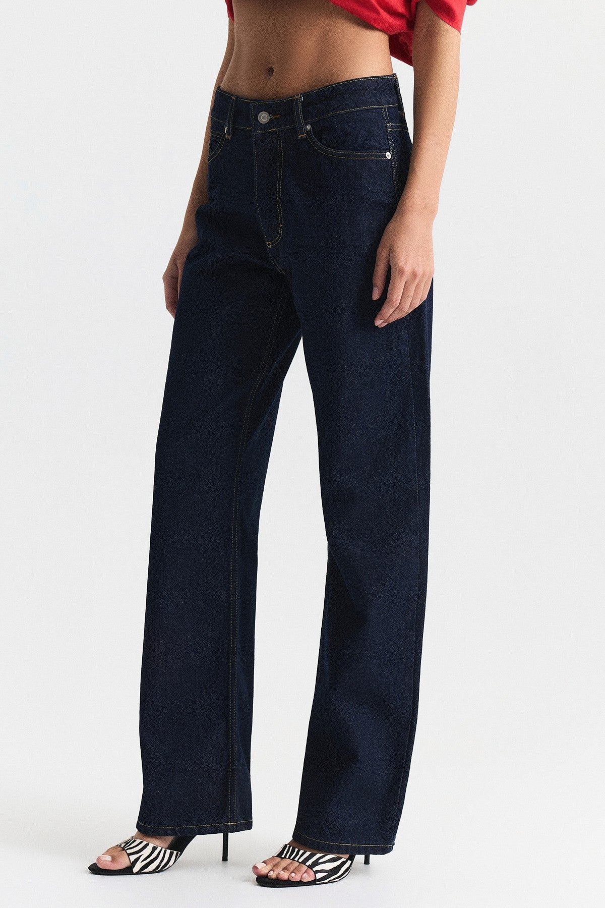High-Waisted Straight-Fit Jeans