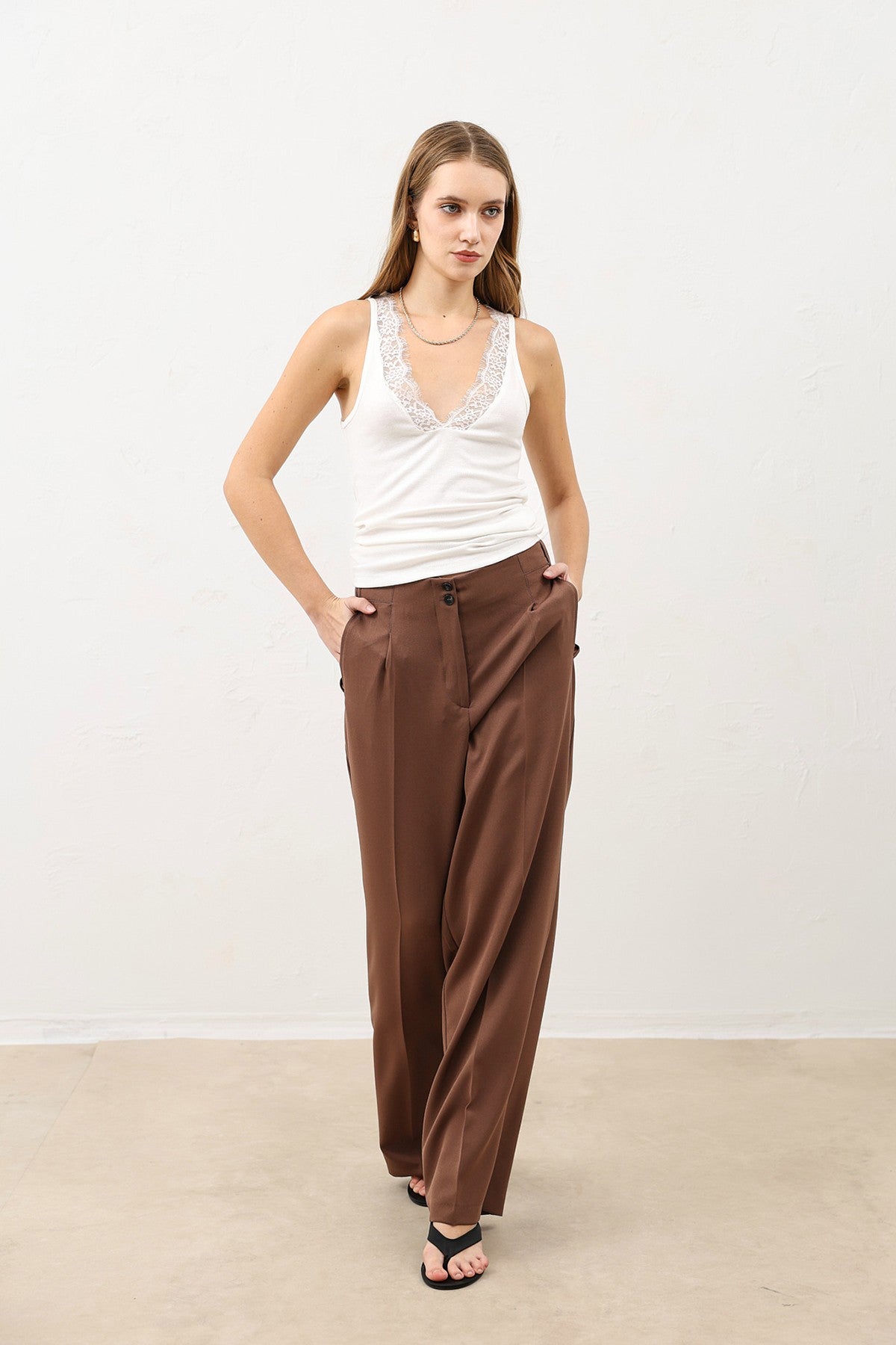 Antioch Pens Women's Wide-Leg Pants with Detailed Design