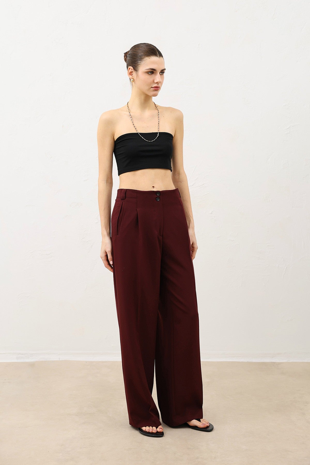 Antioch Pens Women's Wide-Leg Pants with Detailed Design