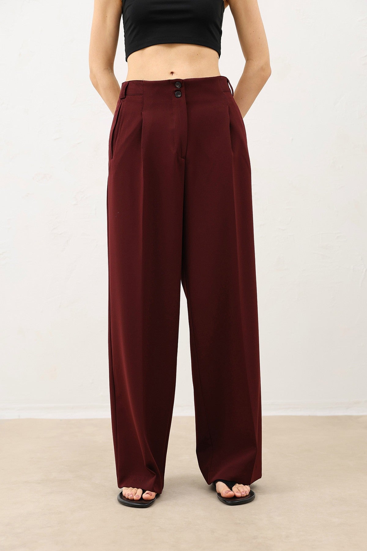 Antioch Pens Women's Wide-Leg Pants with Detailed Design