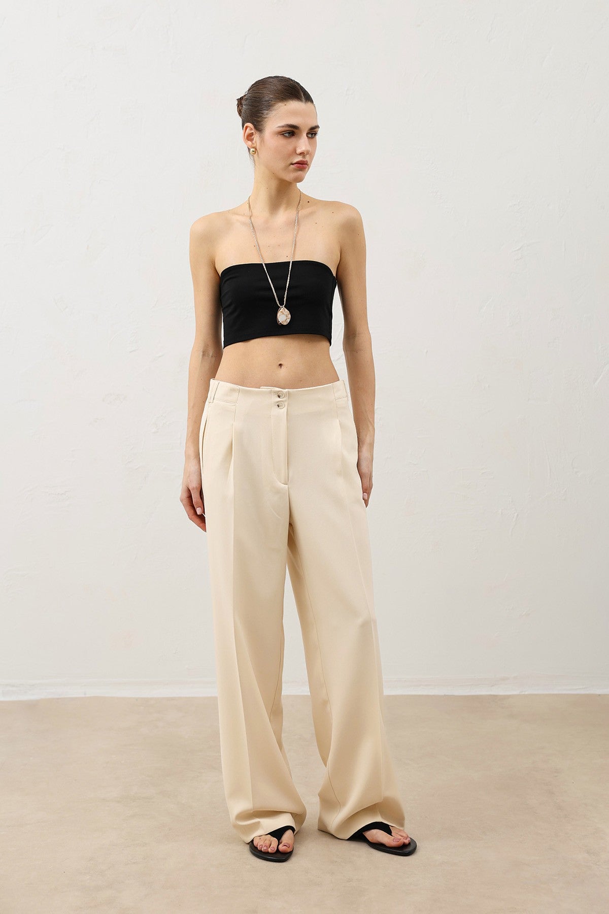 Antioch Pens Women's Wide-Leg Pants with Detailed Design