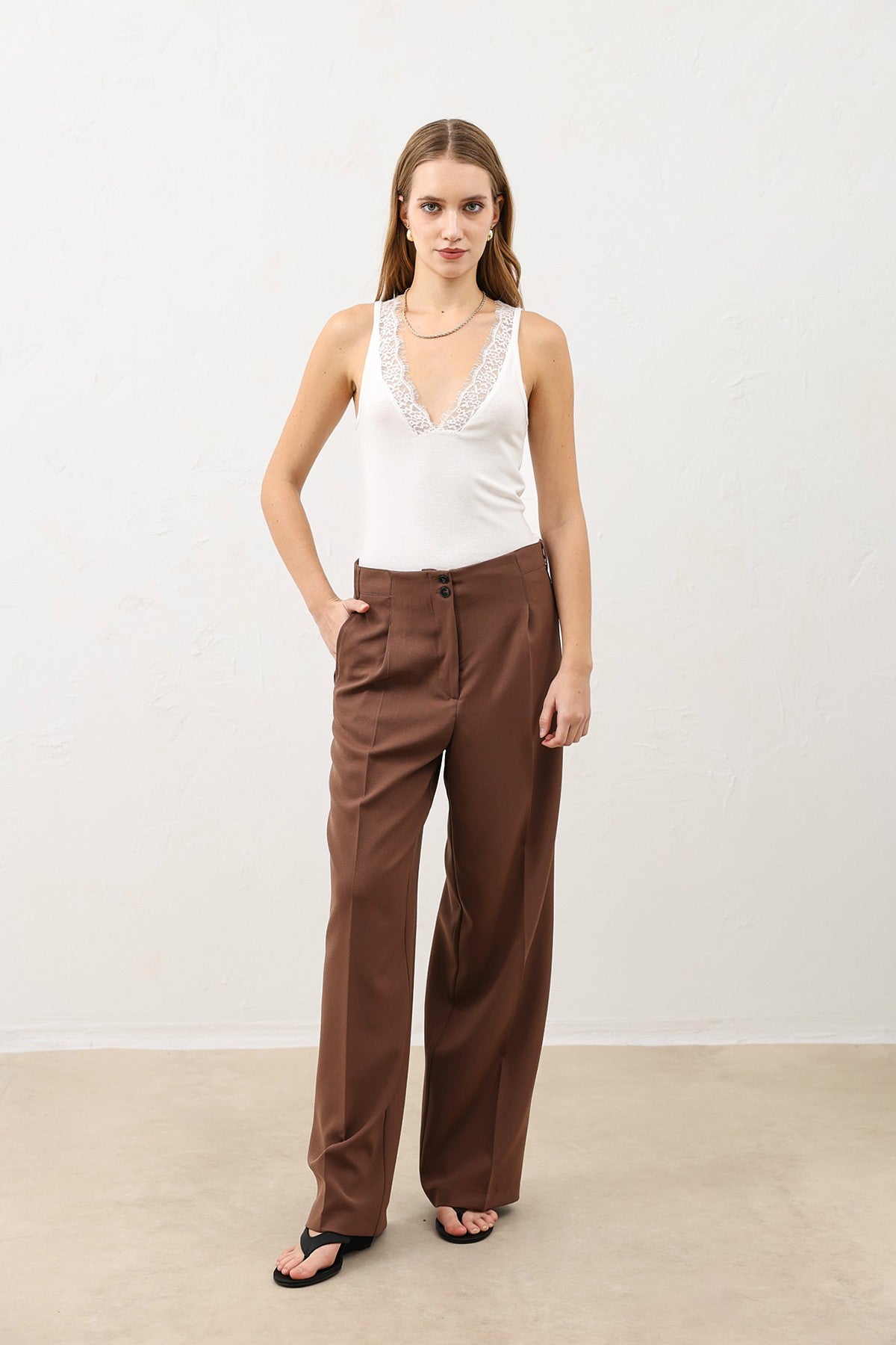 Antioch Pens Women's Wide-Leg Pants with Detailed Design