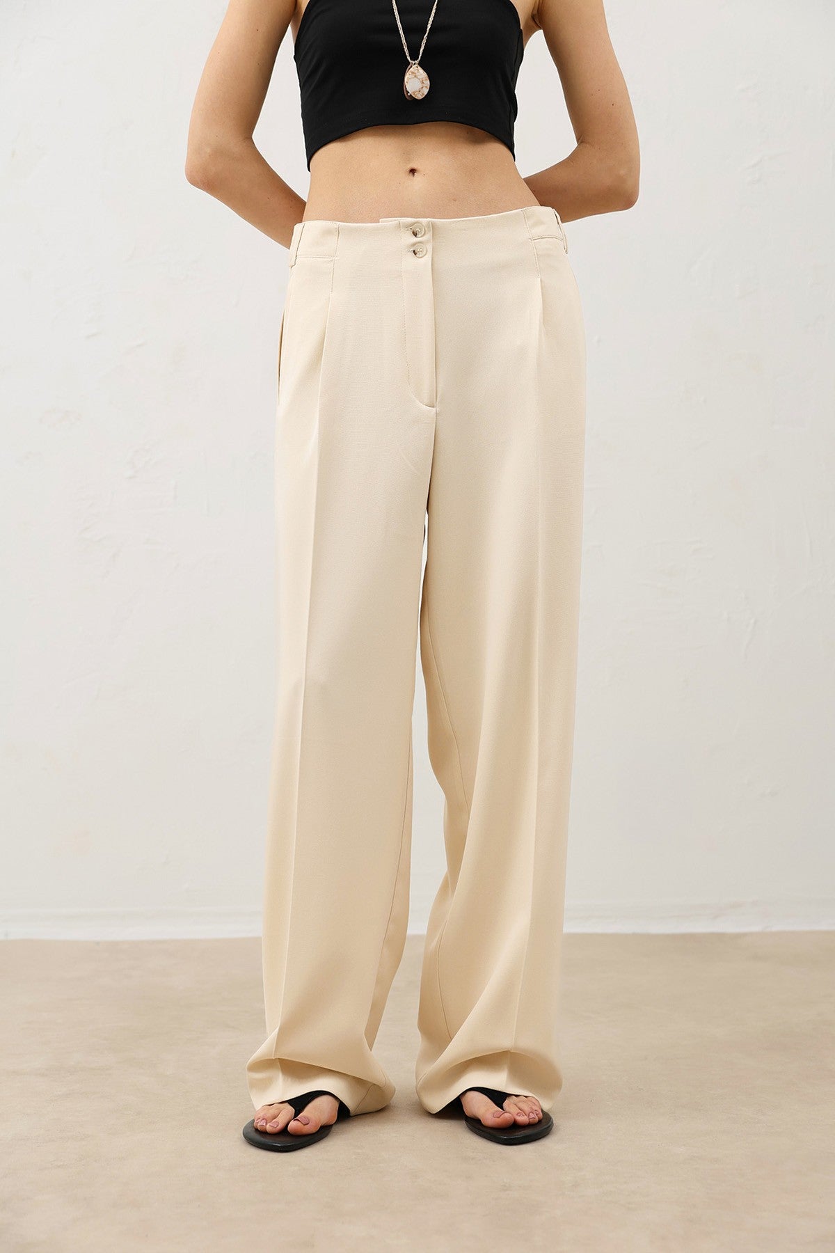 Antioch Pens Women's Wide-Leg Pants with Detailed Design