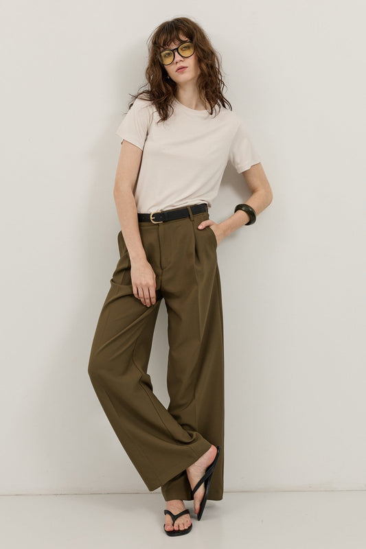 Antioch Wide-Leg Pleated Pants