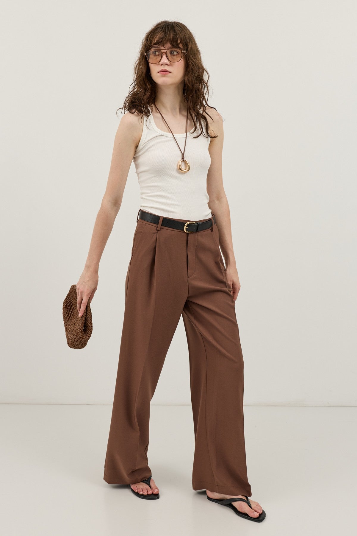 Antioch Wide-Leg Pleated Pants