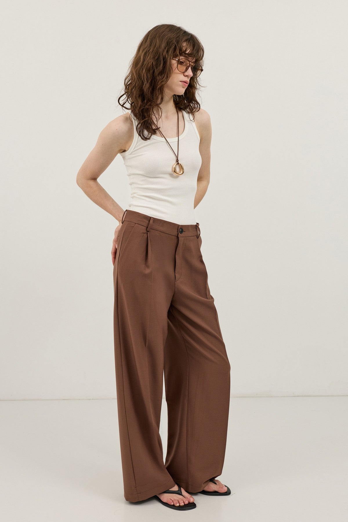 Antioch Wide-Leg Pleated Pants
