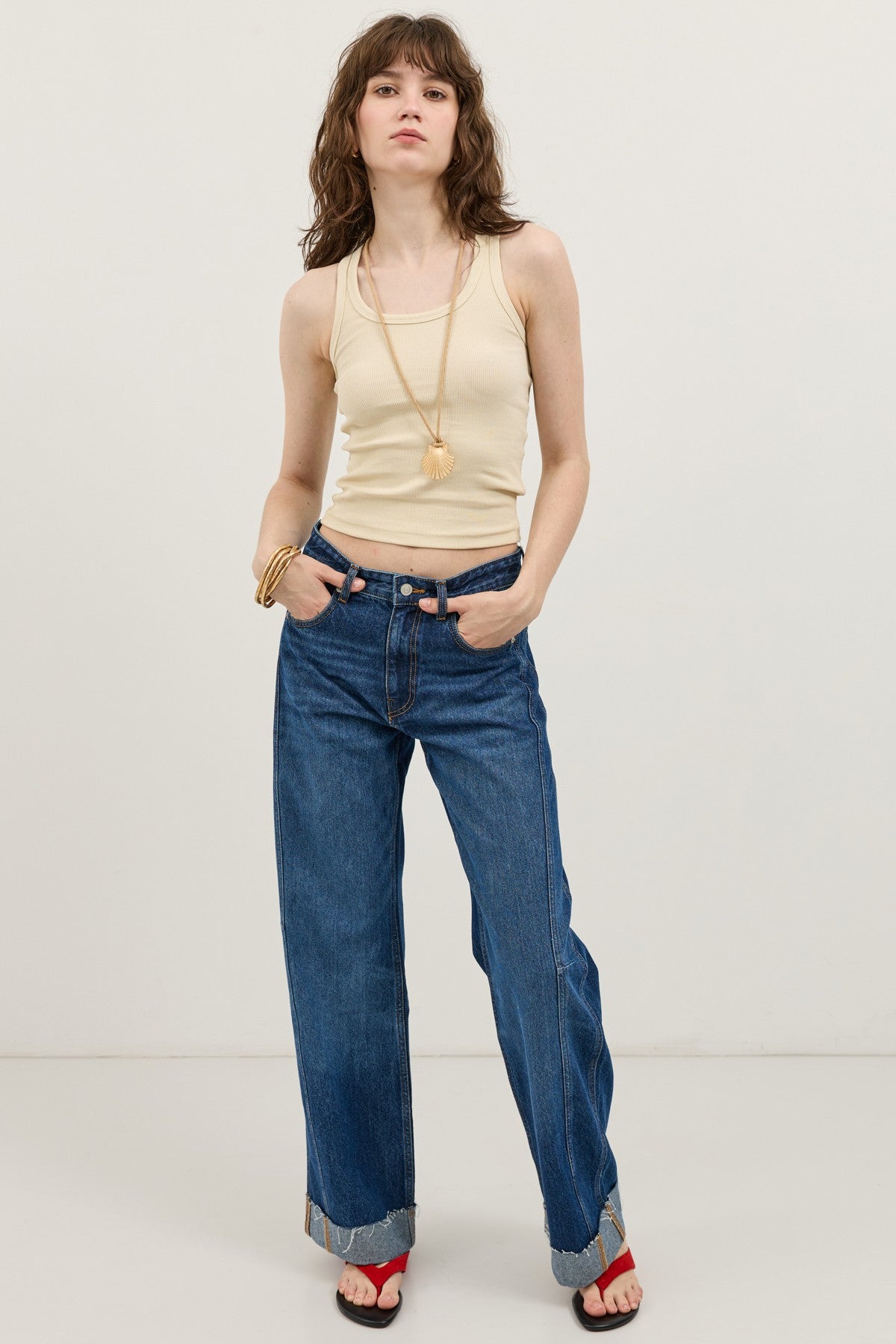 Cuffed Barrel Jeans