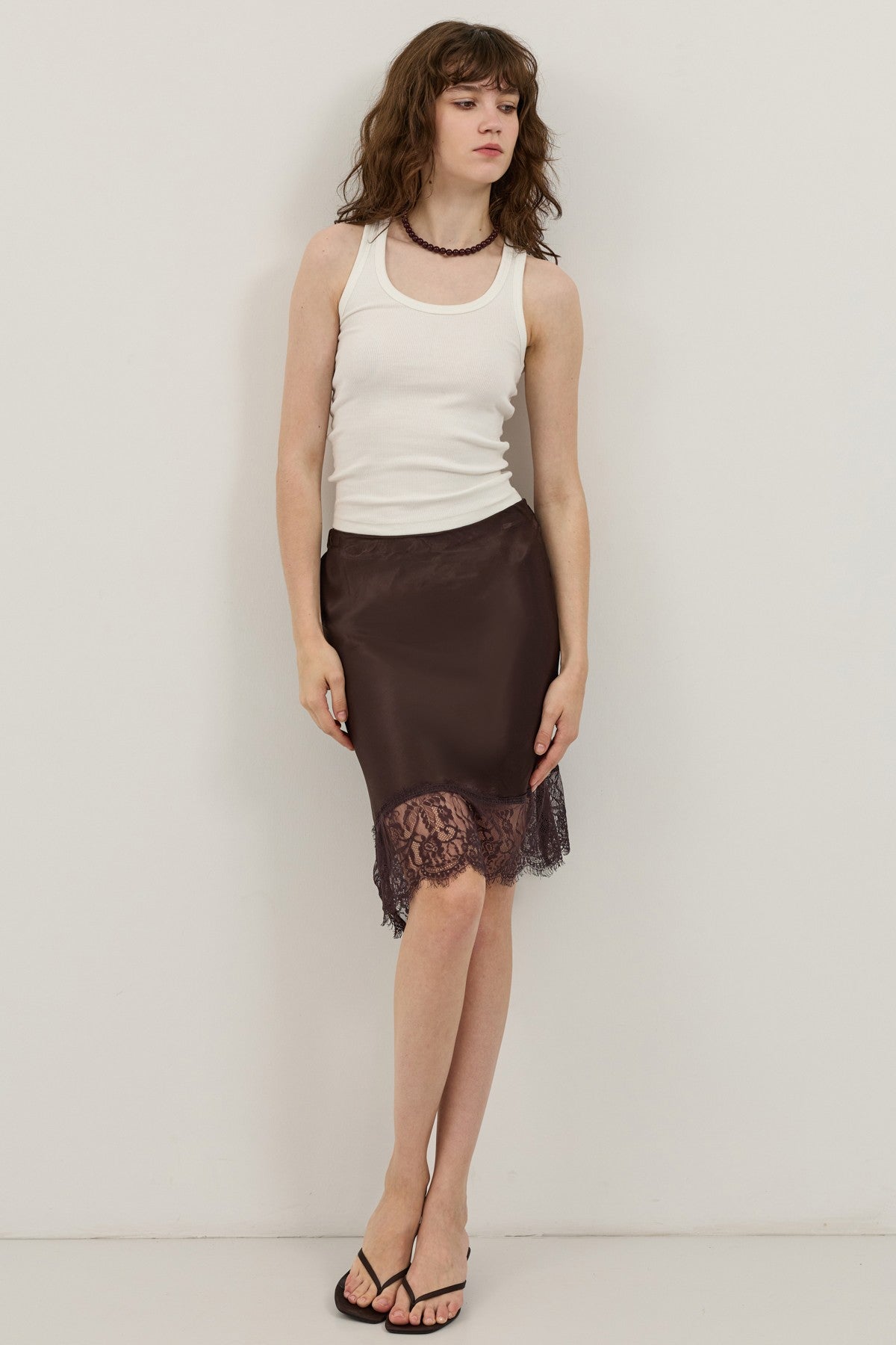 Antioch Satin Skirt with Lace Details