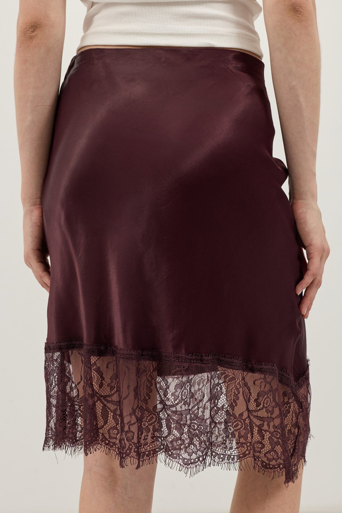 Antioch Satin Skirt with Lace Details