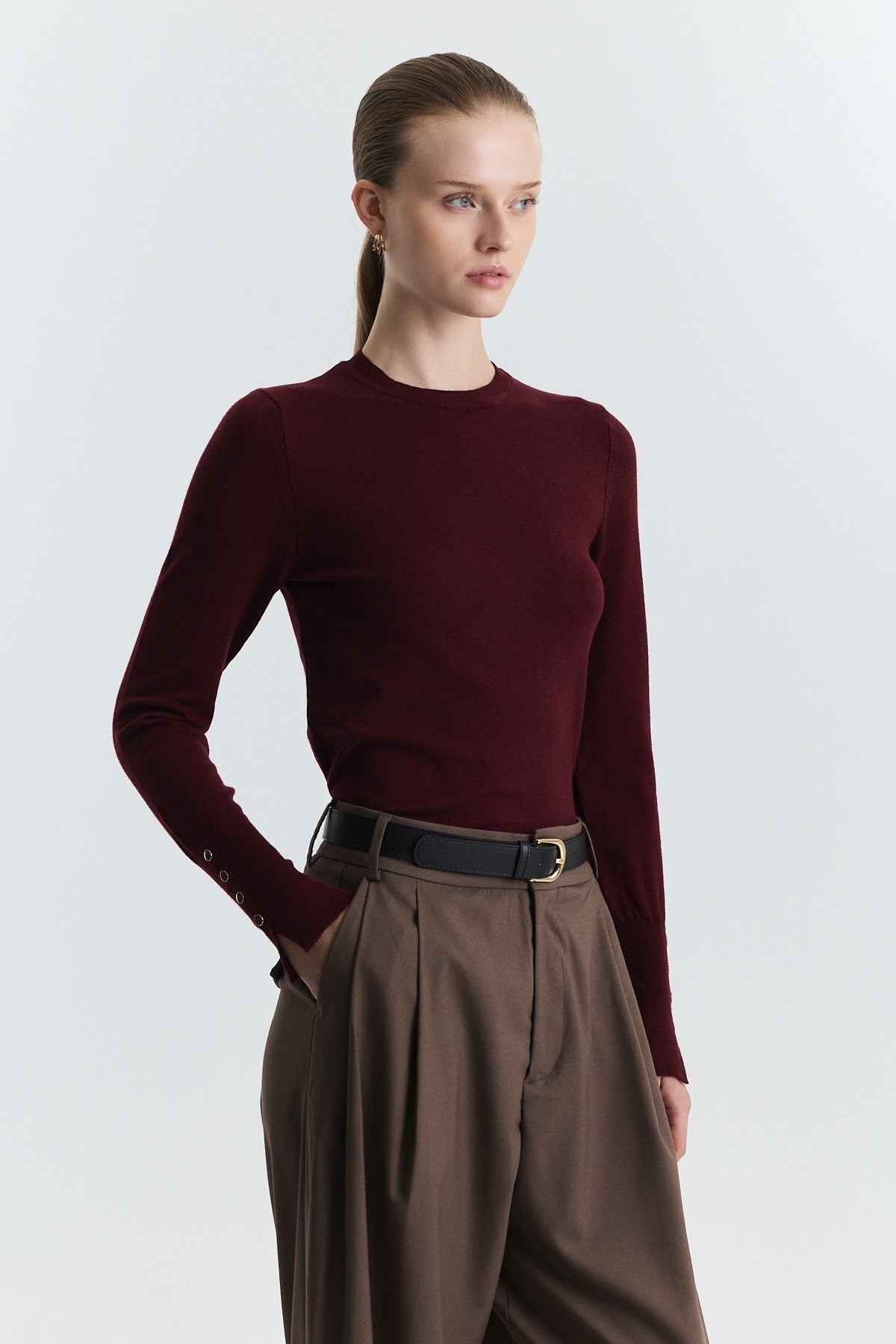 Basic Solid-Color Knit Sweater