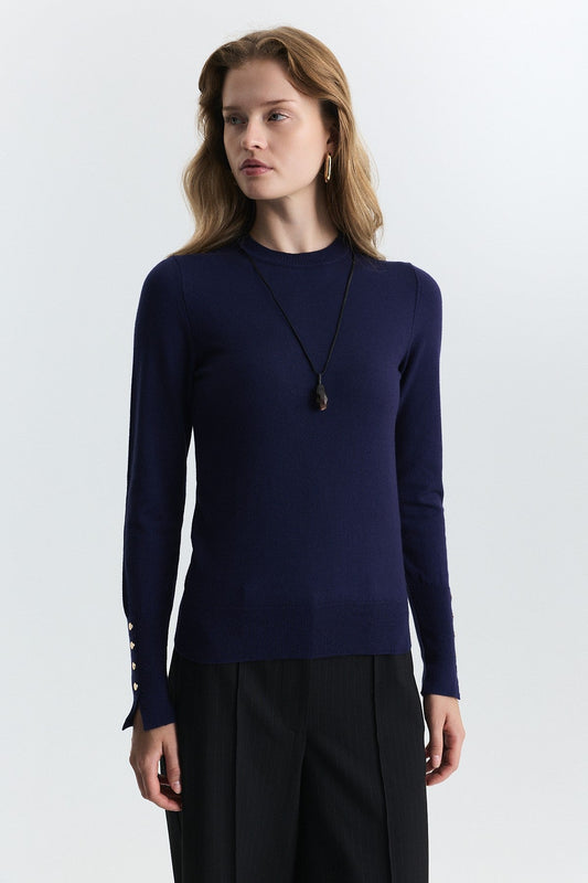 Basic Solid-Color Knit Sweater