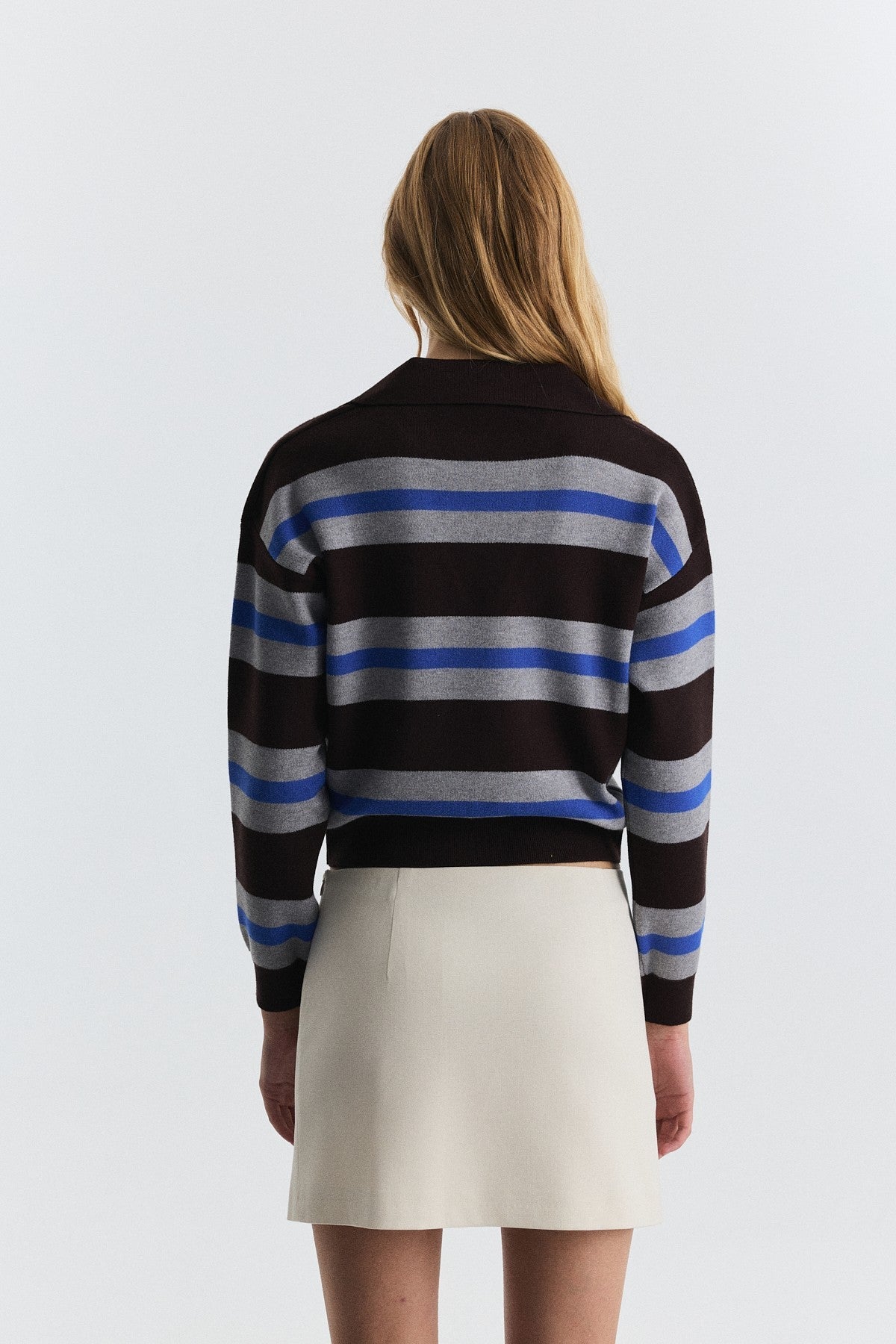 Striped Polo-Neck Sweater