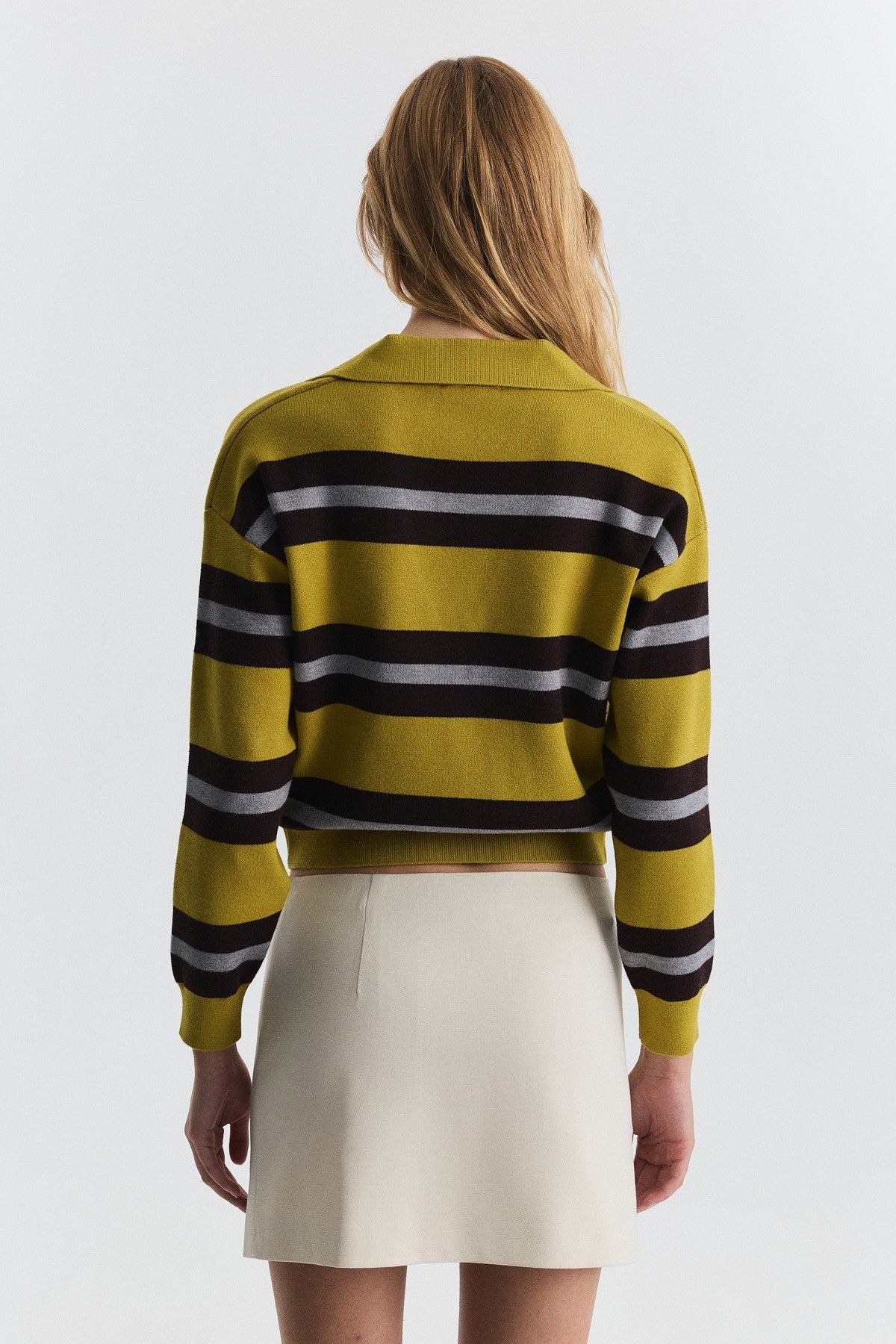 Striped Polo-Neck Sweater