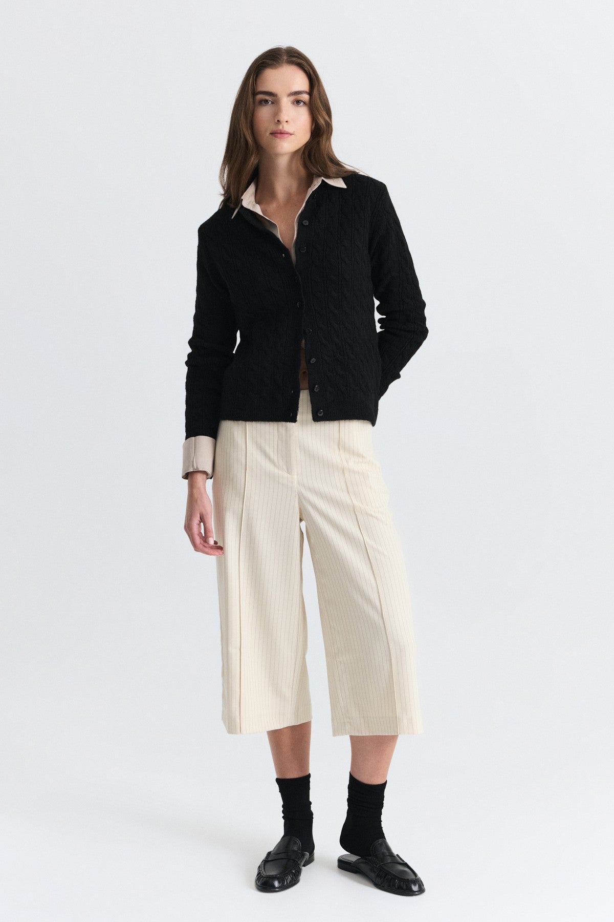 Hair-Braid-Detail Knit Cardigan