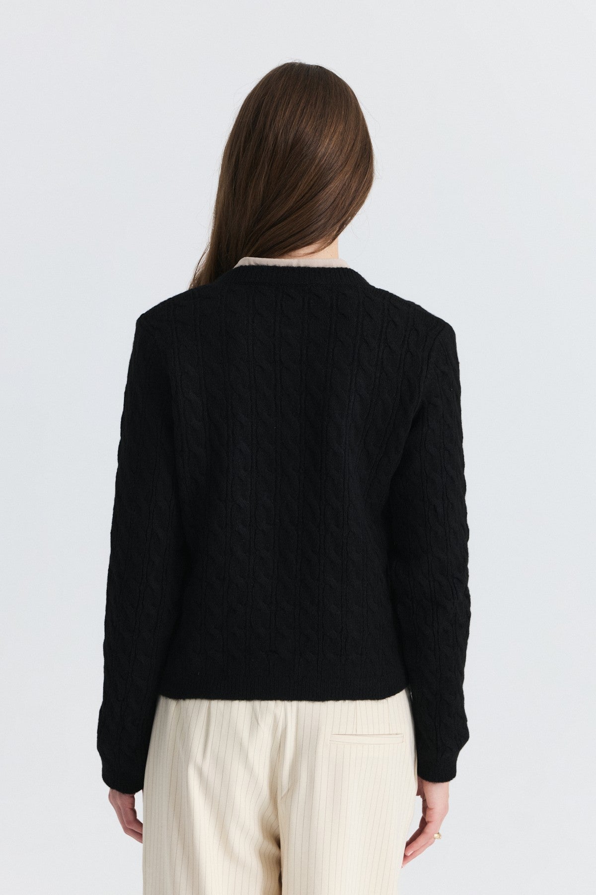 Hair-Braid-Detail Knit Cardigan
