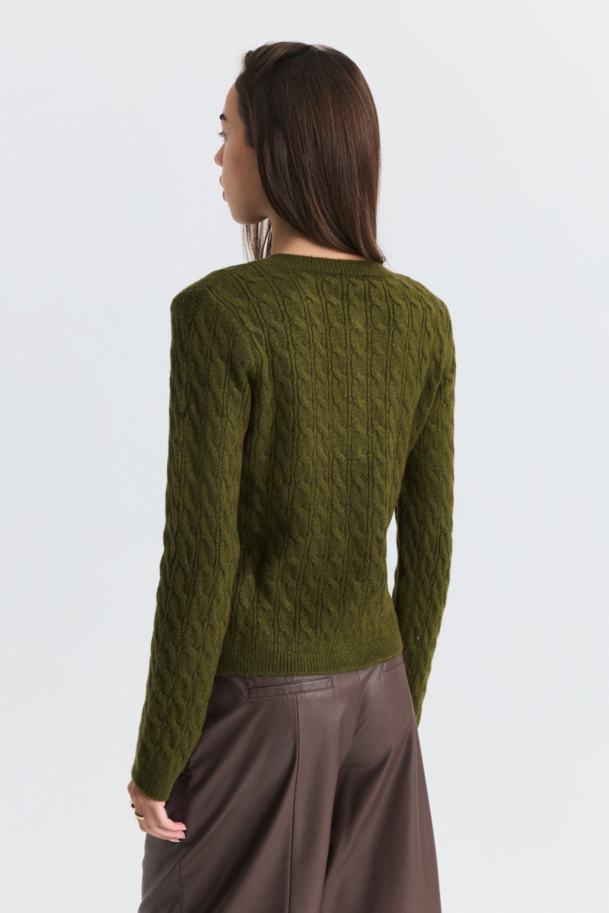 Hair-Braid-Detail Knit Cardigan