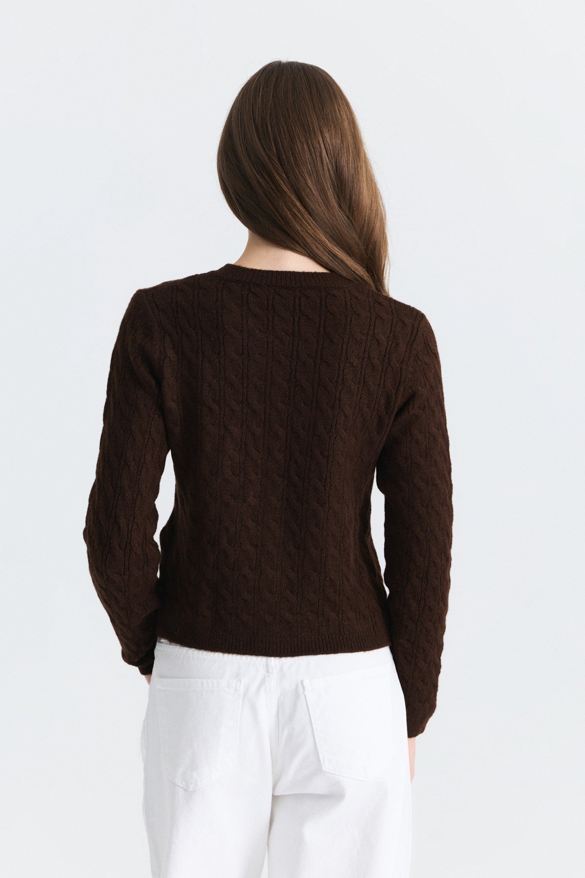 Hair-Braid-Detail Knit Cardigan