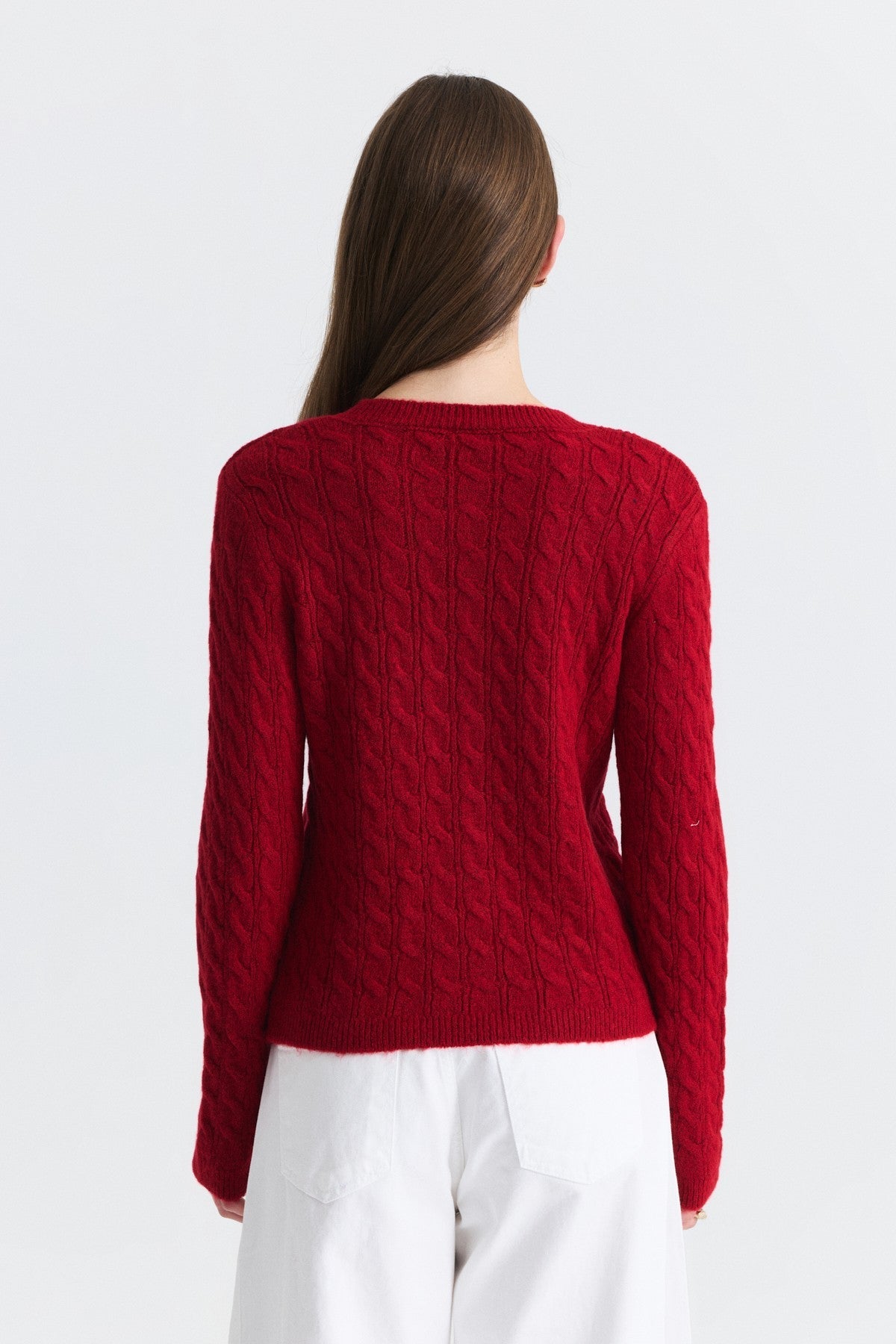Hair-Braid-Detail Knit Cardigan