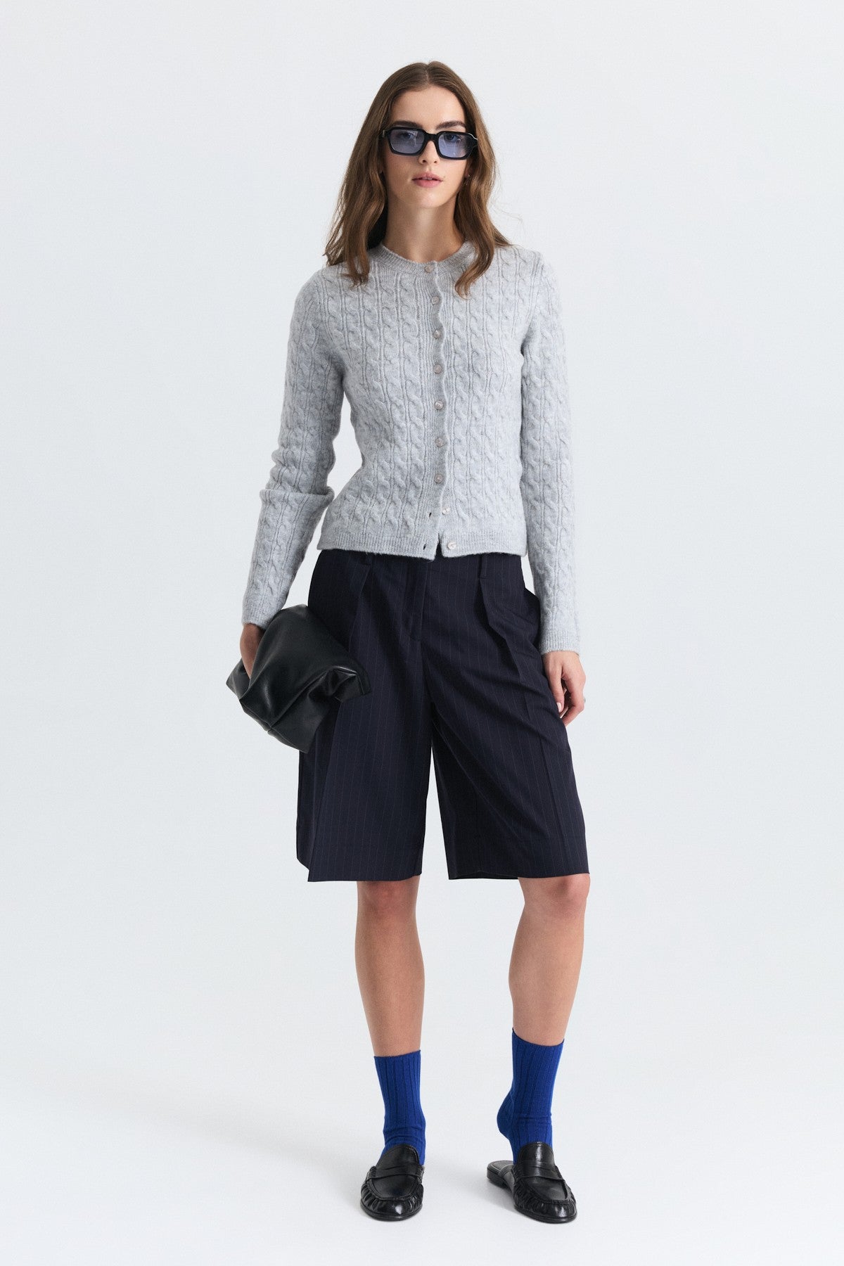 Hair-Braid-Detail Knit Cardigan