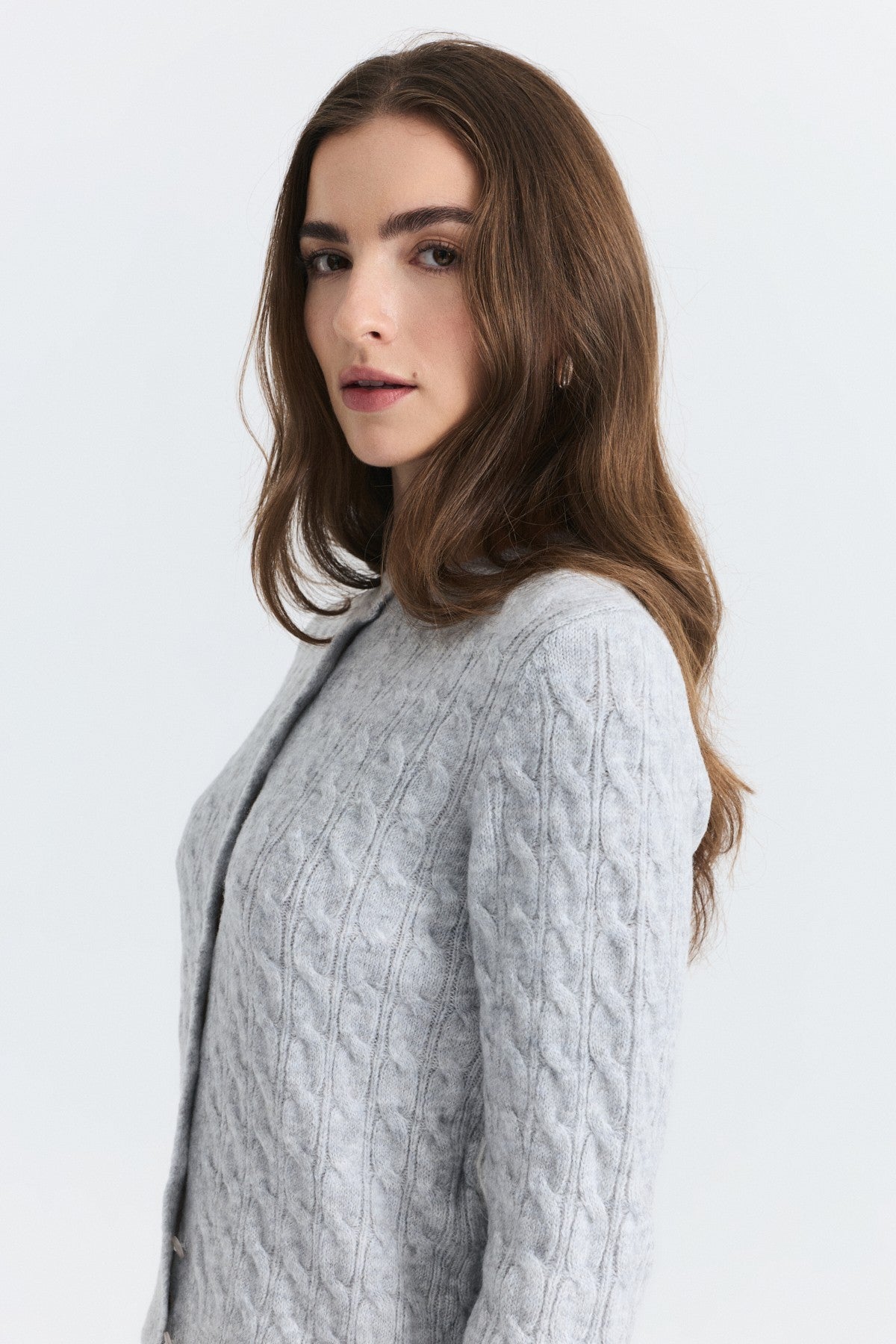 Hair-Braid-Detail Knit Cardigan