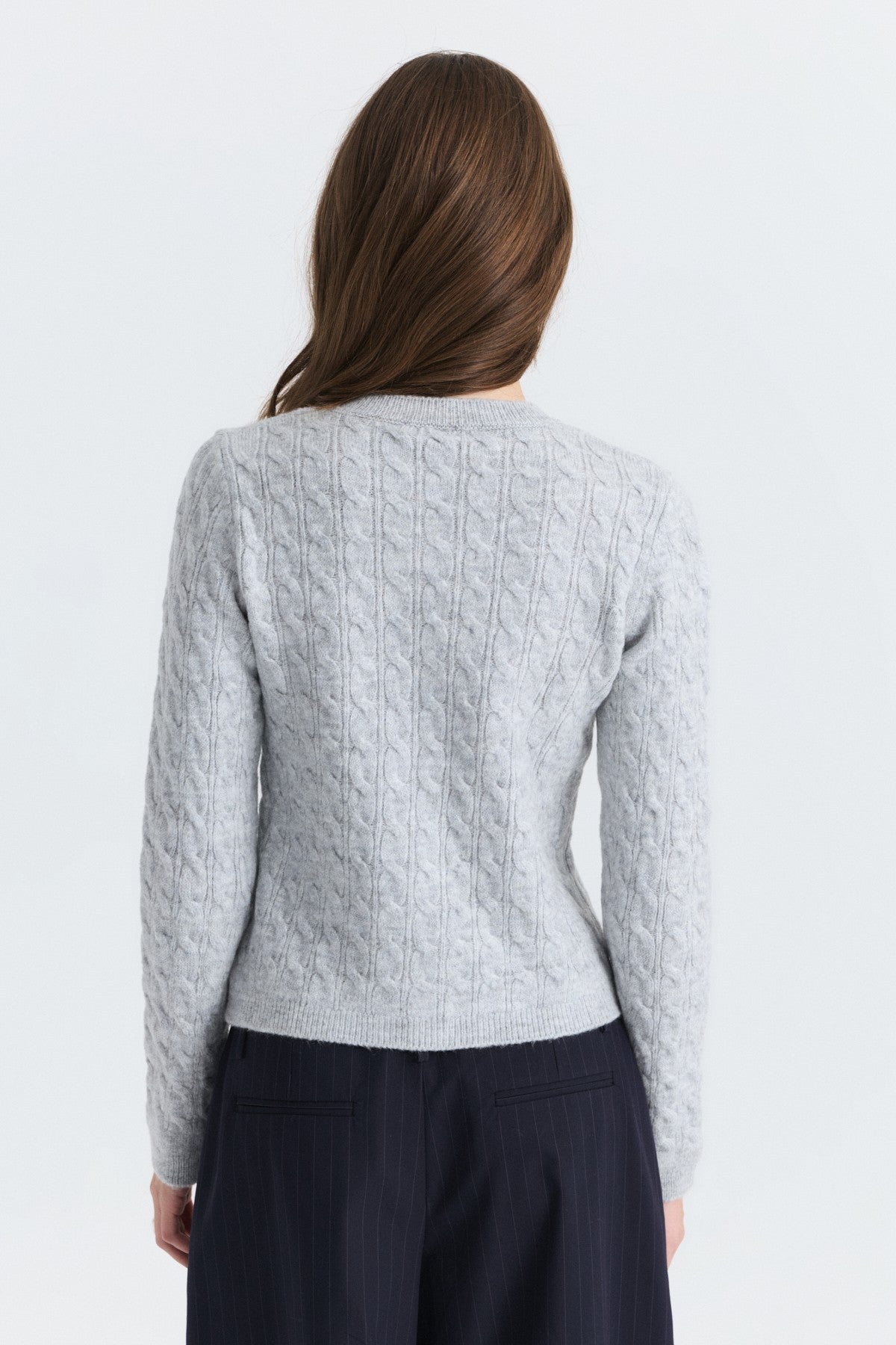 Hair-Braid-Detail Knit Cardigan
