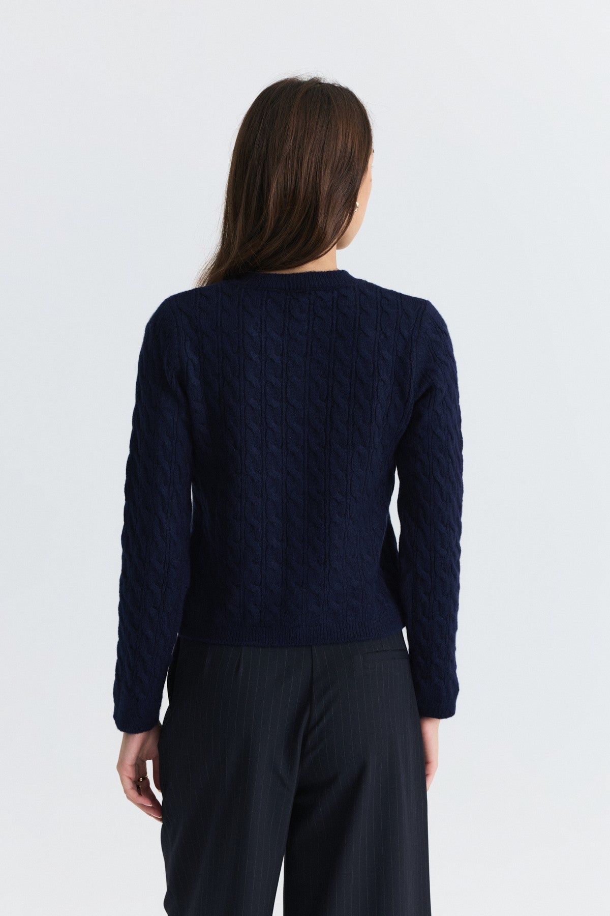 Hair-Braid-Detail Knit Cardigan