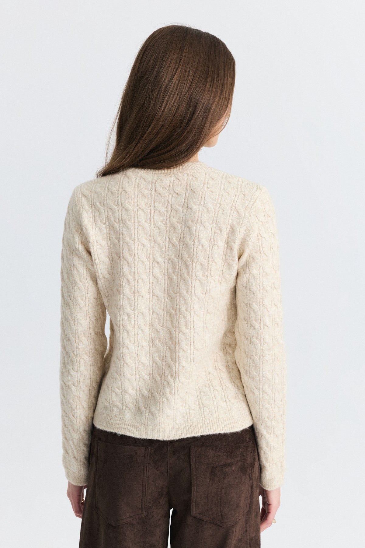 Hair-Braid-Detail Knit Cardigan