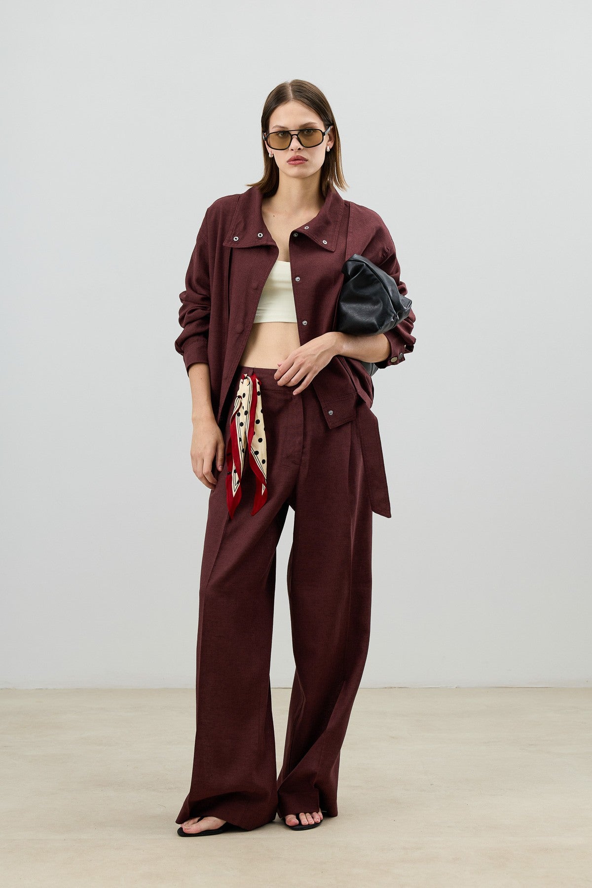 Antioch Linen-Blend Stand-Up Collar Bomber Jacket