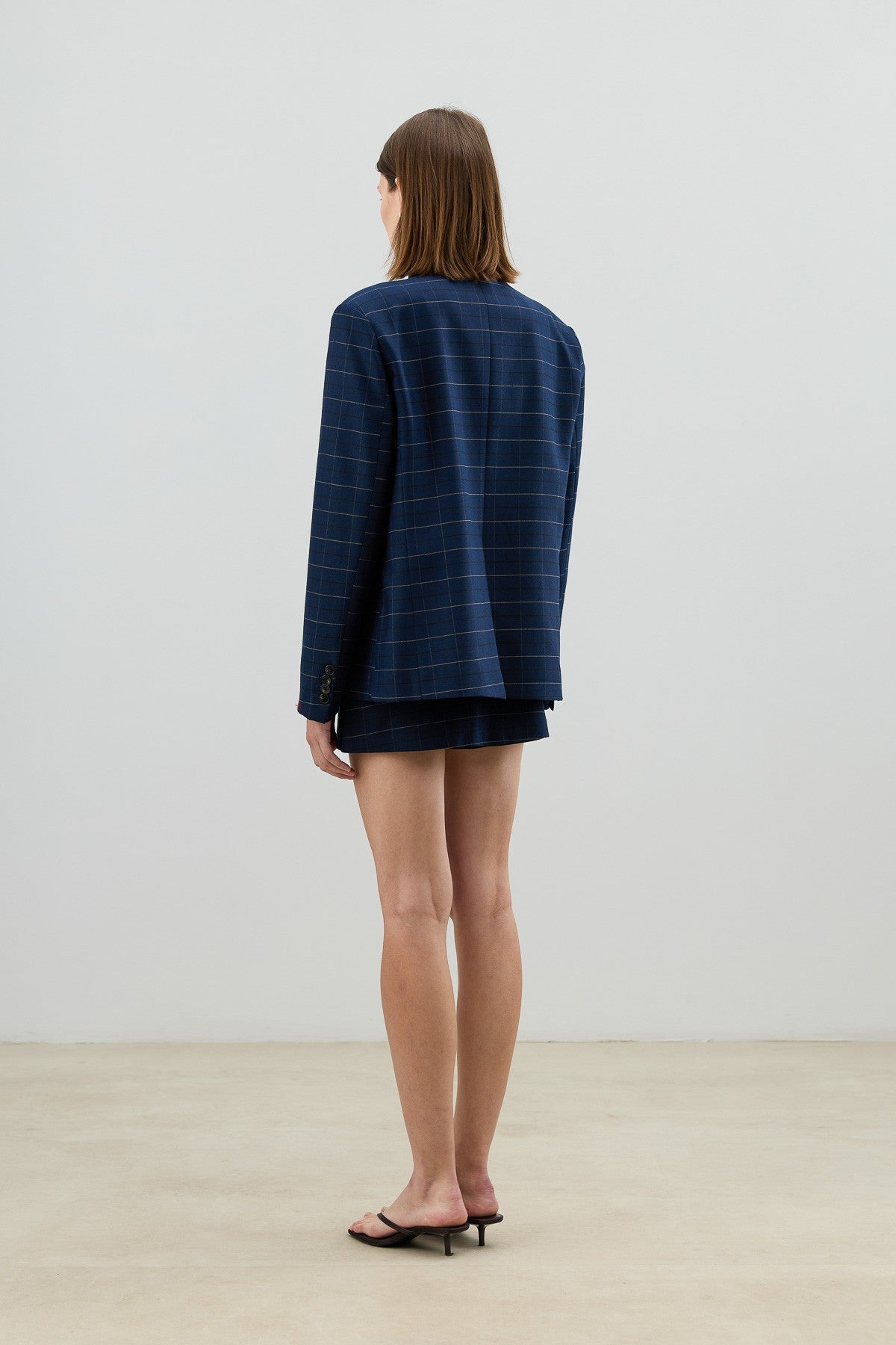 Antioch Checkered Stand-Up Collar Women's Blazer Jacket