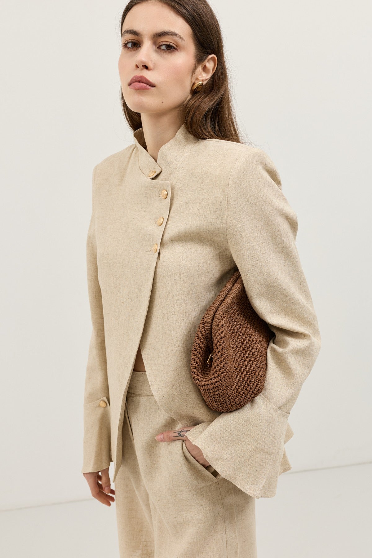 Women's Blazer Jacket with Linen Blend