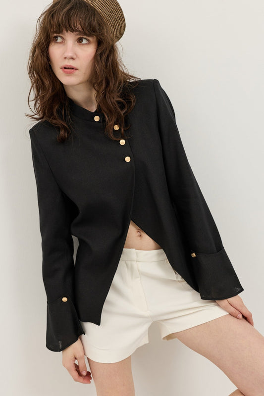 Women's Blazer Jacket with Linen Blend