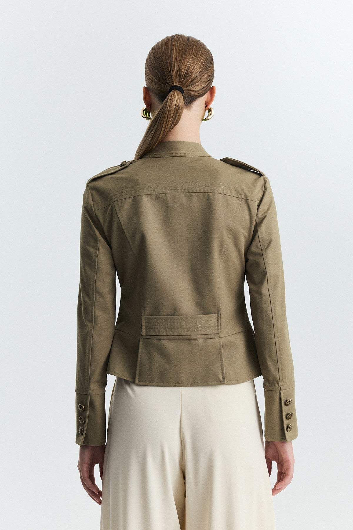 Jacket with Decorative Buttons and Epaulets
