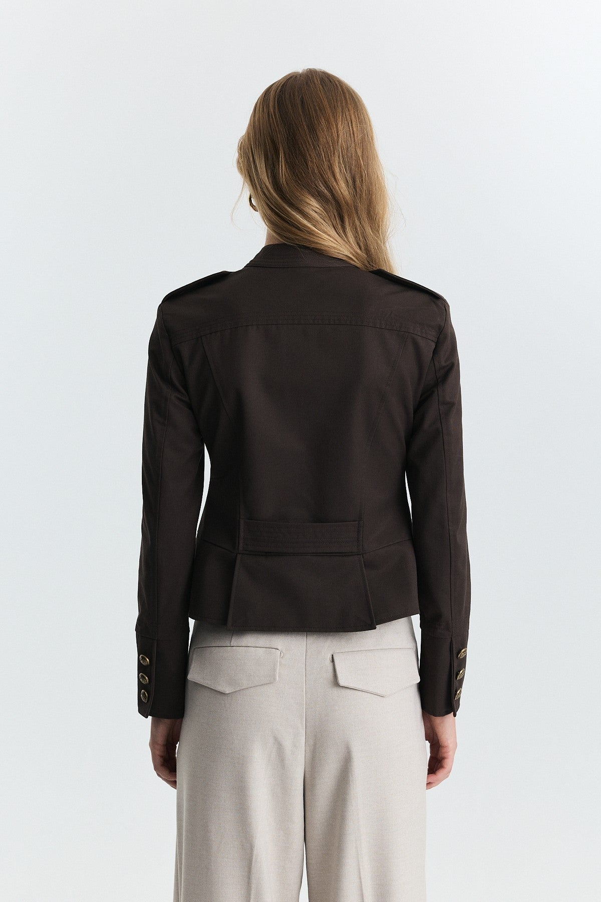 Jacket with Decorative Buttons and Epaulets
