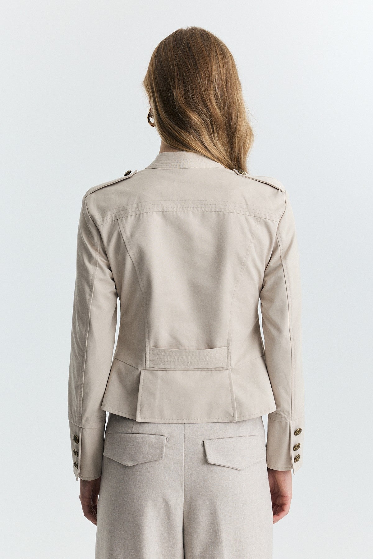 Jacket with Decorative Buttons and Epaulets