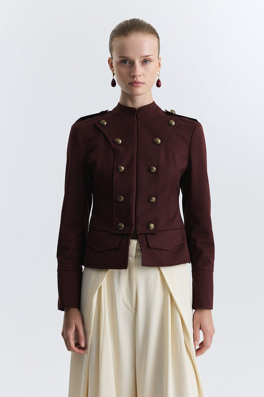 Jacket with Decorative Buttons and Epaulets