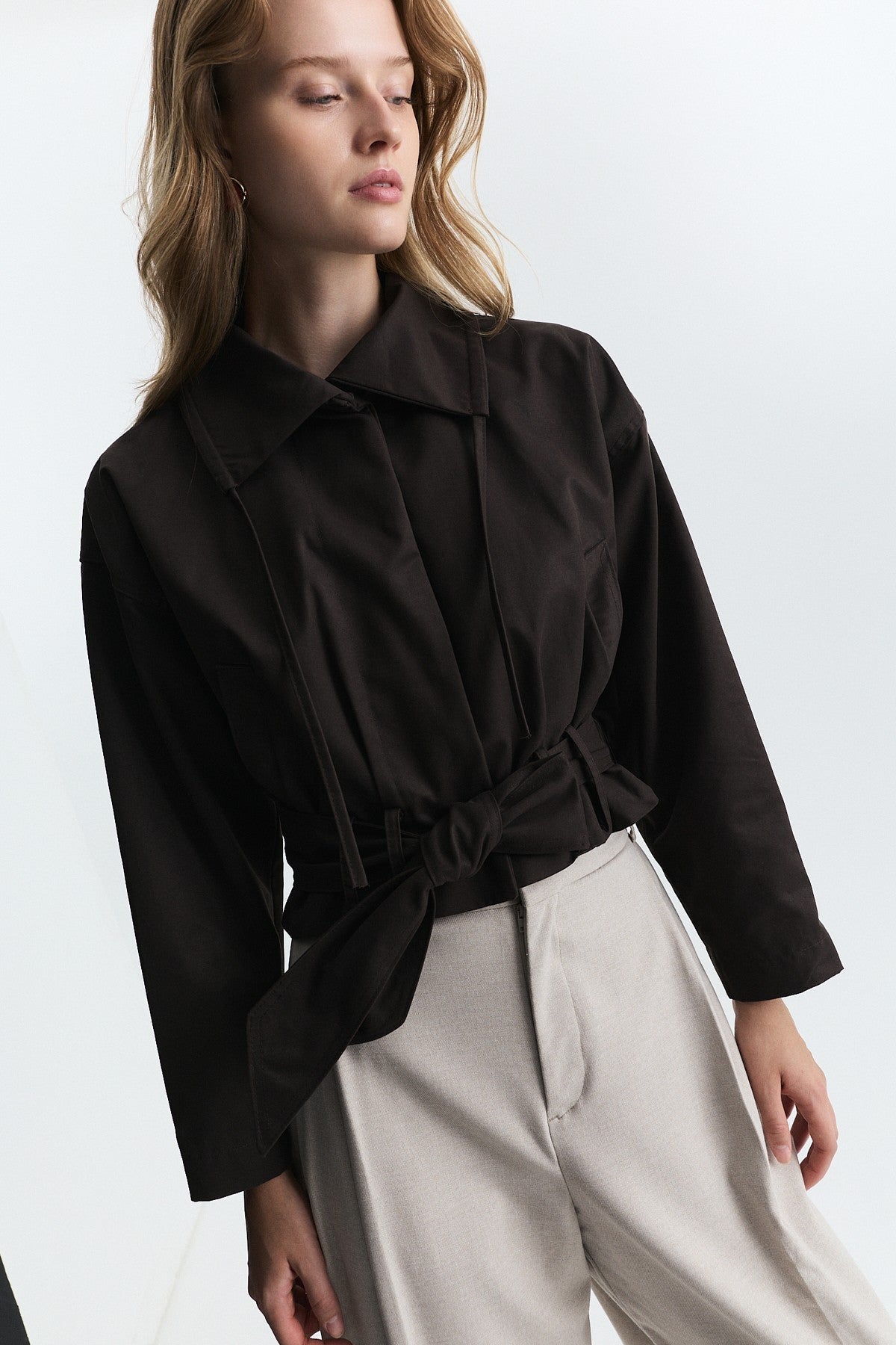 Short Trench Coat with a Belt