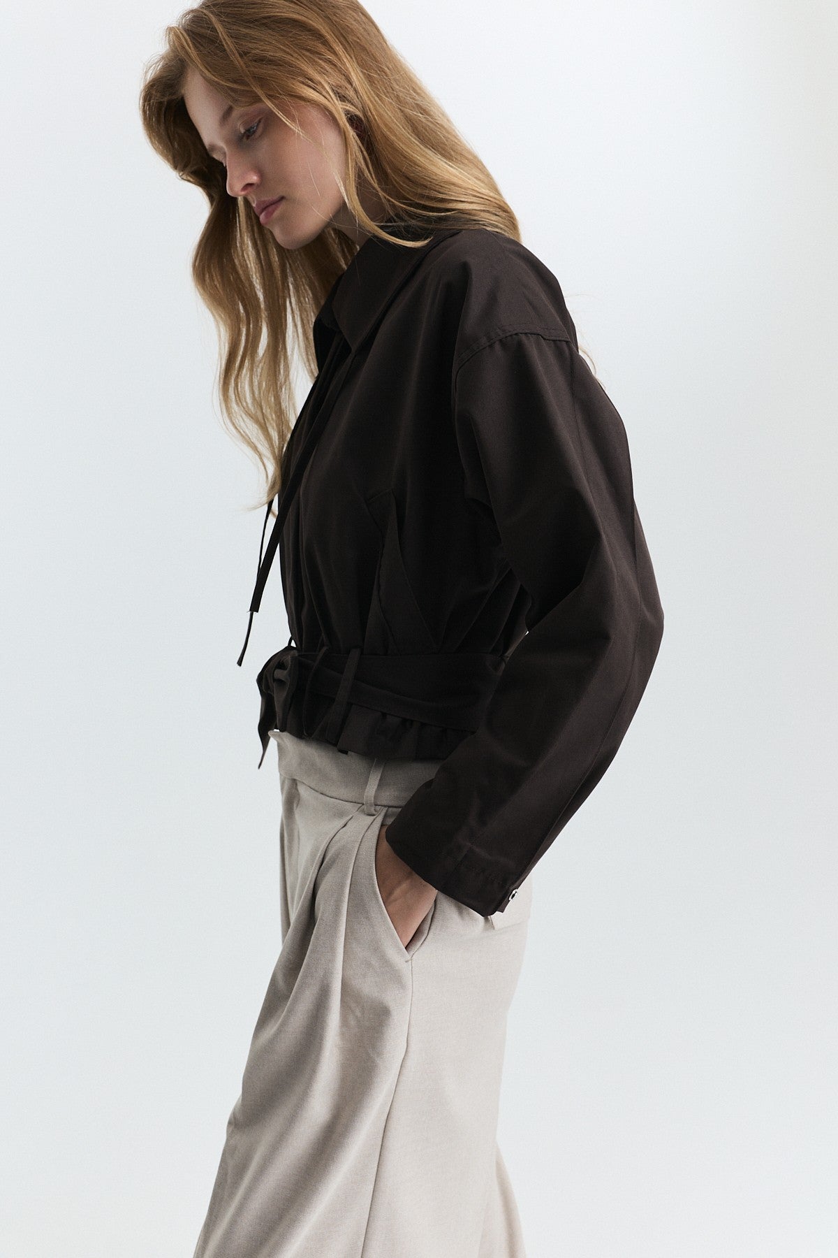 Short Trench Coat with a Belt